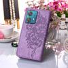 For Motorola Edge 40 Neo 5G Wallet Case with Wrist Strap Butterfly Imprint Leather Phone Cover