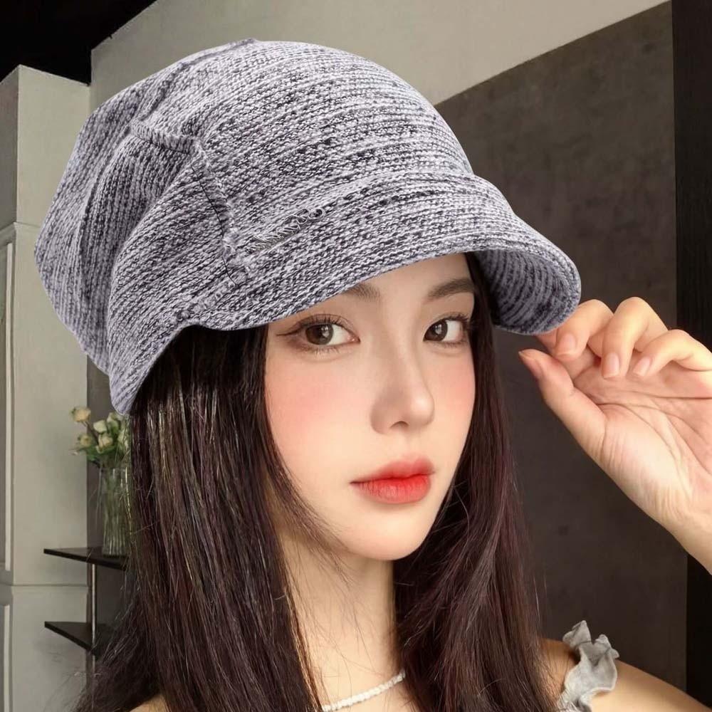 Warm Slouchy Beanie Thick Knit Pullover Hat Visor Bonnet Hat Winter Warm Cap Ladies
