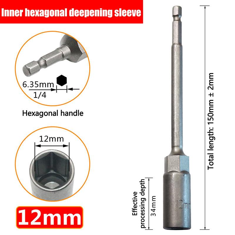 1Pc 5.5-19Mm Lengthen Electric Drill Socket Head Bolt Nut Driver Bit Impact Drill Bits Adapter Socket Wrench Extension Bar 150Mm