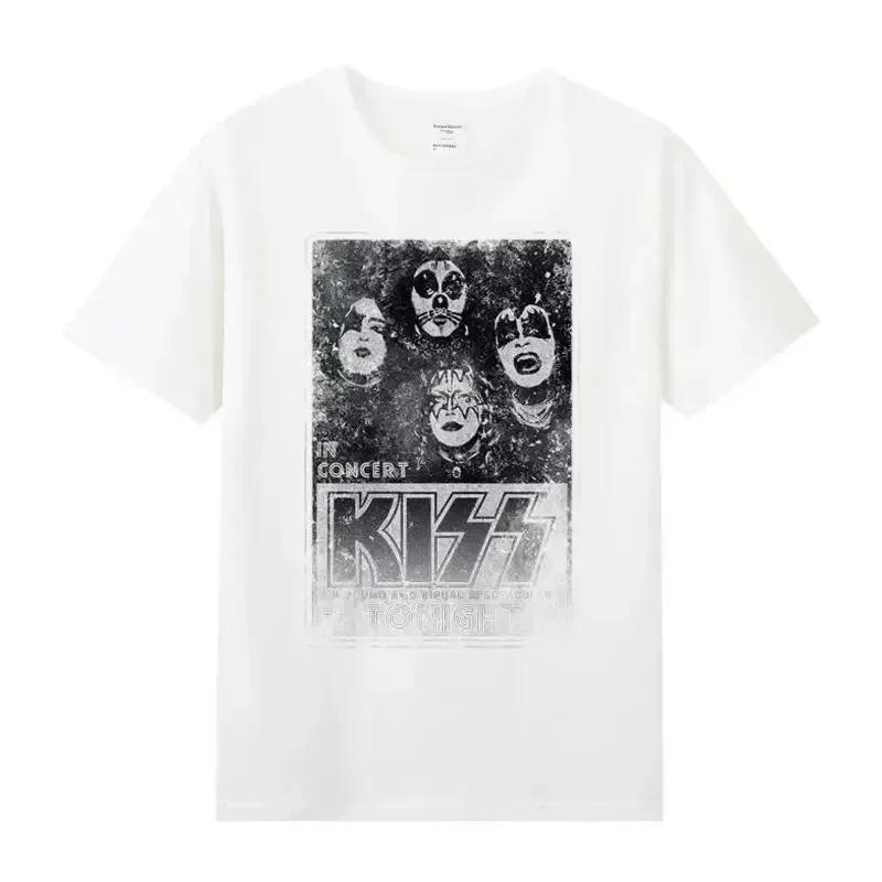 

Футболка с изображением группы Kiss Rock Metal Band 2024 года с принтом, хлопковая футболка с круглым вырезом и коротким рукавом, мужская футболка в стиле хип-хоп с уличными мотивами XXXXXL белый