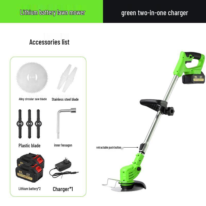 High-Power Rechargeable Electric Lawn Mower with Lithium Battery and String Trimmer