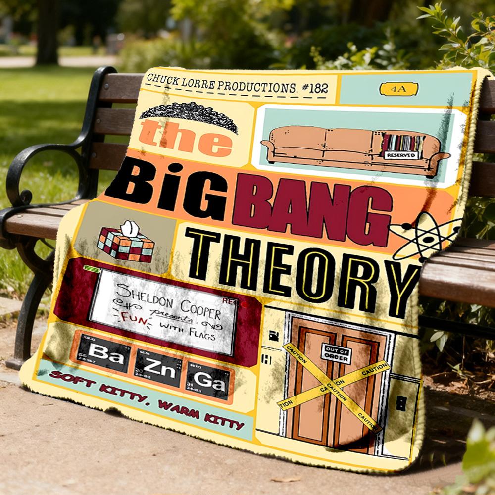 1 Stück The Big Bang Theory Outdoor Flanelldecke, Leicht Warm Gemütlich für Reisen Camping Büro Weiches Polyestergewebe