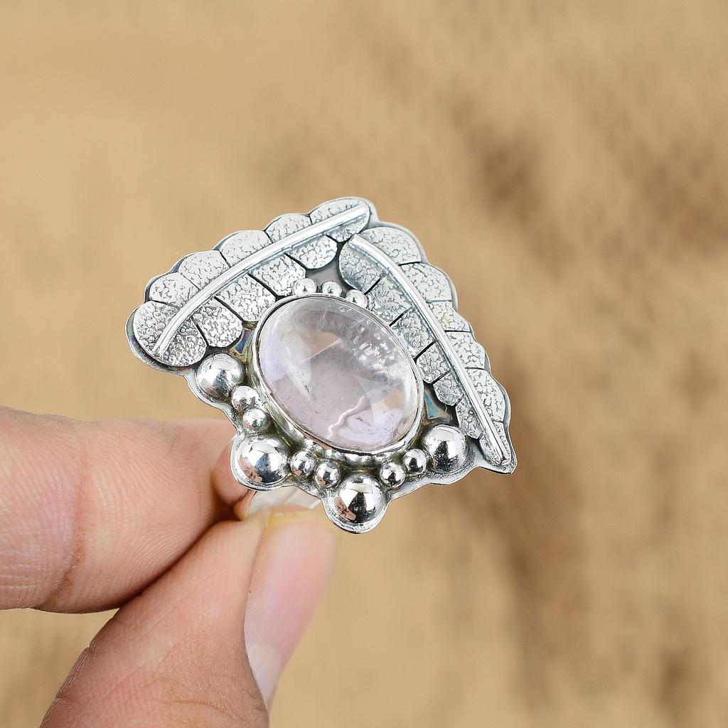 Natural African Amethyst Multi Stone Adjustable Ring 925 Silver For Girls