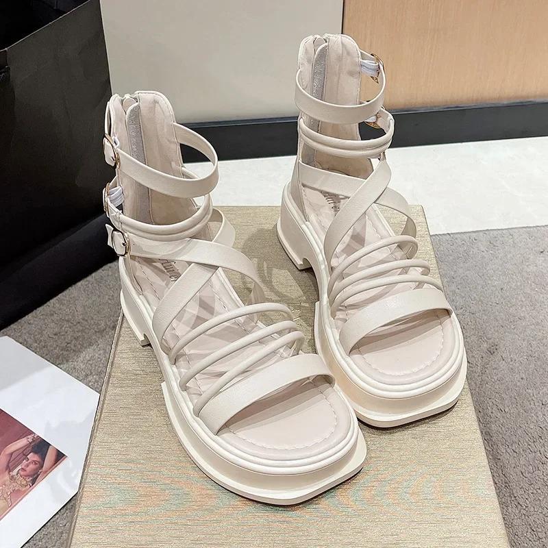 Women's Sandalias Fashion Summer Cool Boots Outdoor Non Slip Platform Sandals Leisure Beach Sandals for Women Roman Cool Booties