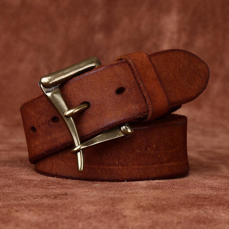 Men's Belt Retro Workwear Handmade Pin Buckle Belt Men's Bronze Quick Removal Quick Solution