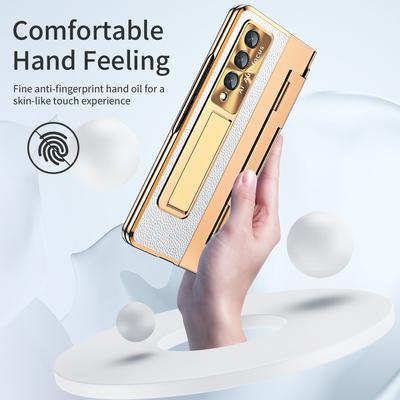 Fashion Kickstand Leather Full Cover Case For Samsung Galaxy Z Fold 4 Fold4 Fold3 Fold 3 5g Zfold4 Tempered Glass Film Cases
