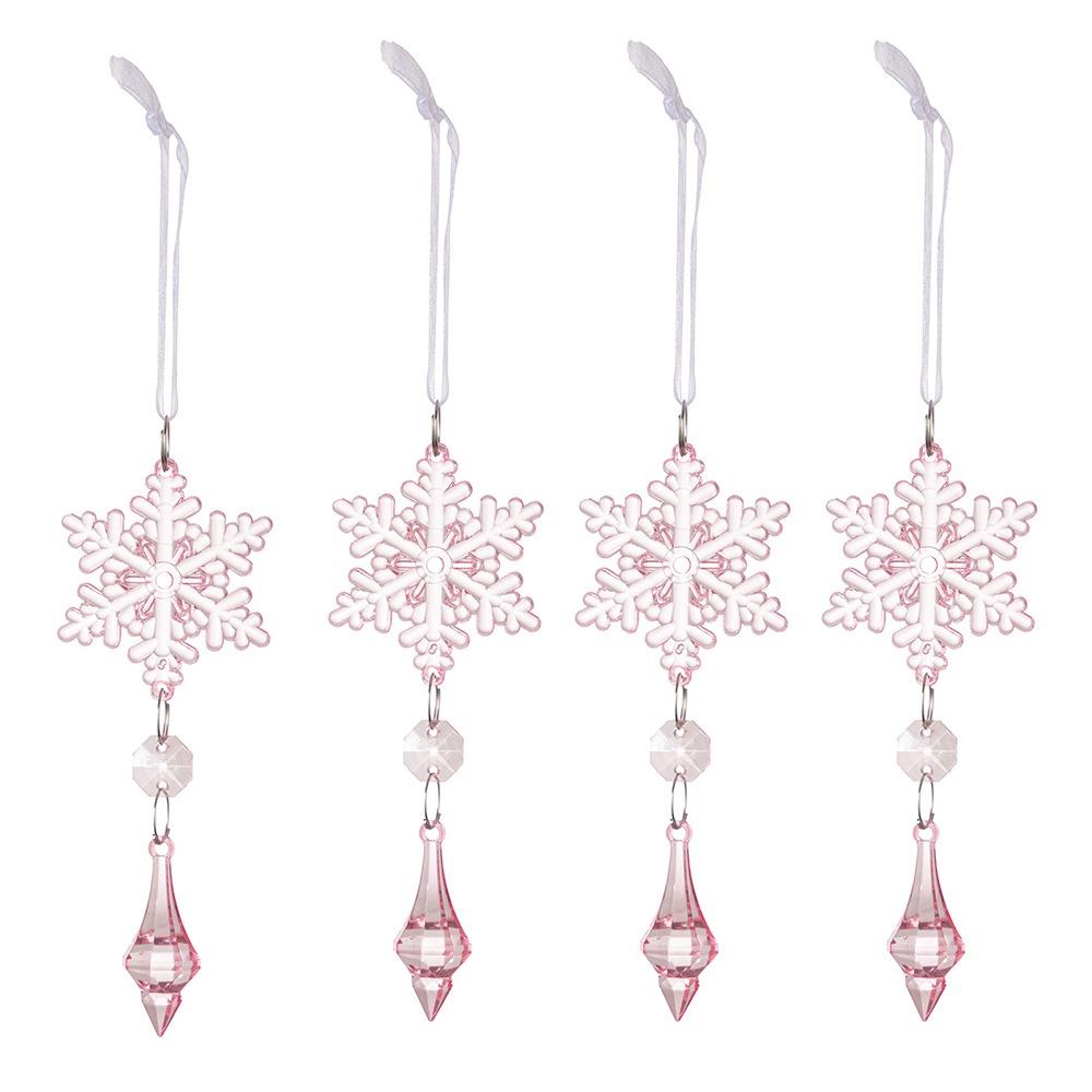 4pcs Colorful Snowflake Icicle Pendants Xmas Tree Ice Hanging Ornament  Merry Christmas Decoration