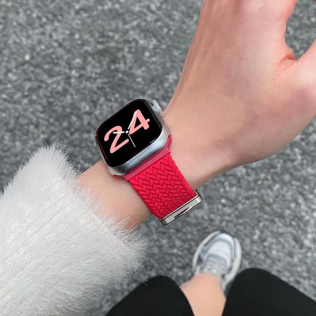 Braided Nylon Strap For Apple Watch Ultra 49mm 10 46mm 42mm 9/8/7 Magnetic Butterfly Knot Bracelet iWatch 6/5/SE/3 WristBand