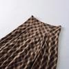 Women's High Waist Slimming A-line Brown Plaid Midi Skirt - 2025 Autumn/Winter Collection