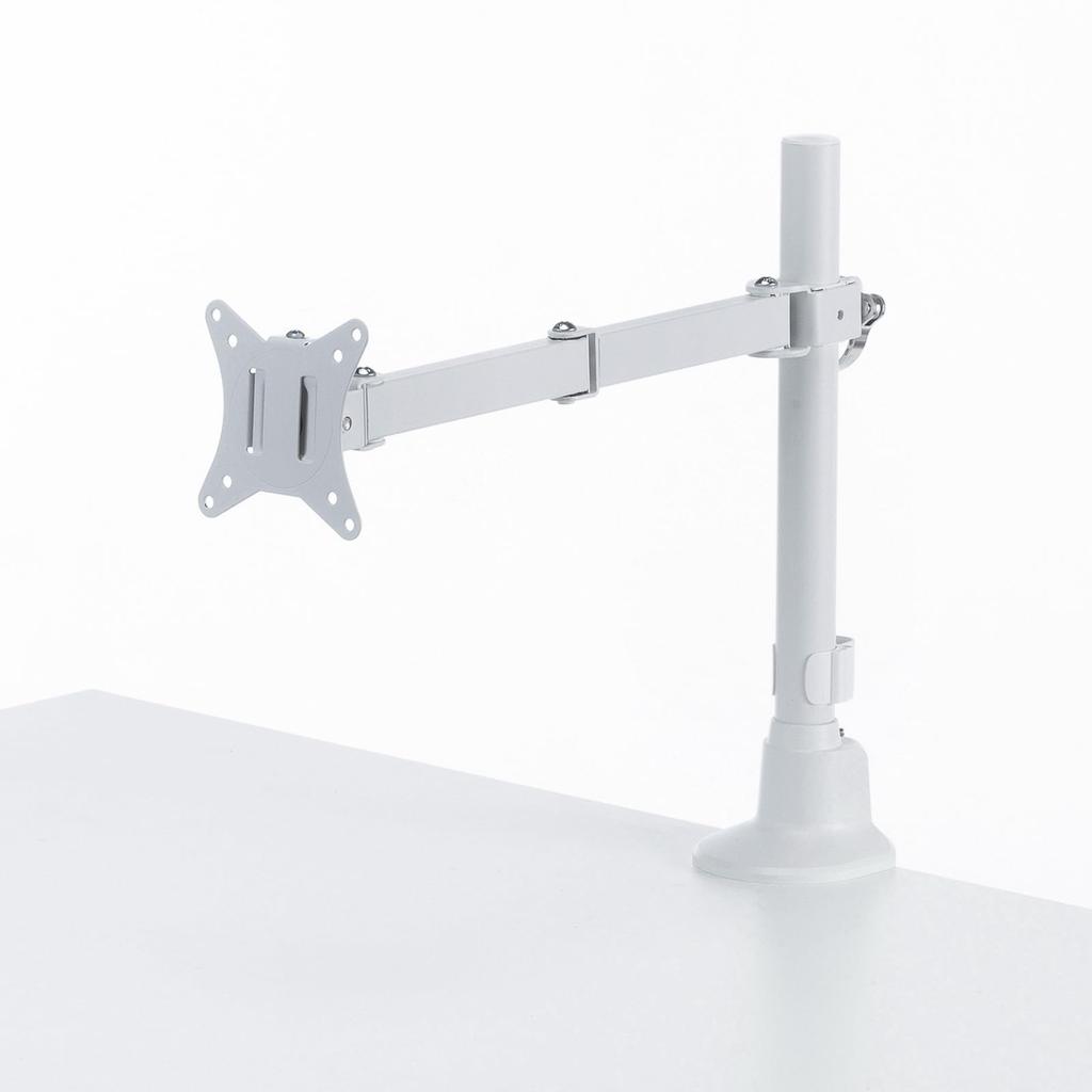 Sanwa Supply Monitor Arm (Single, Long Arm, Slim Short Clamp, White) CR-LAC116W