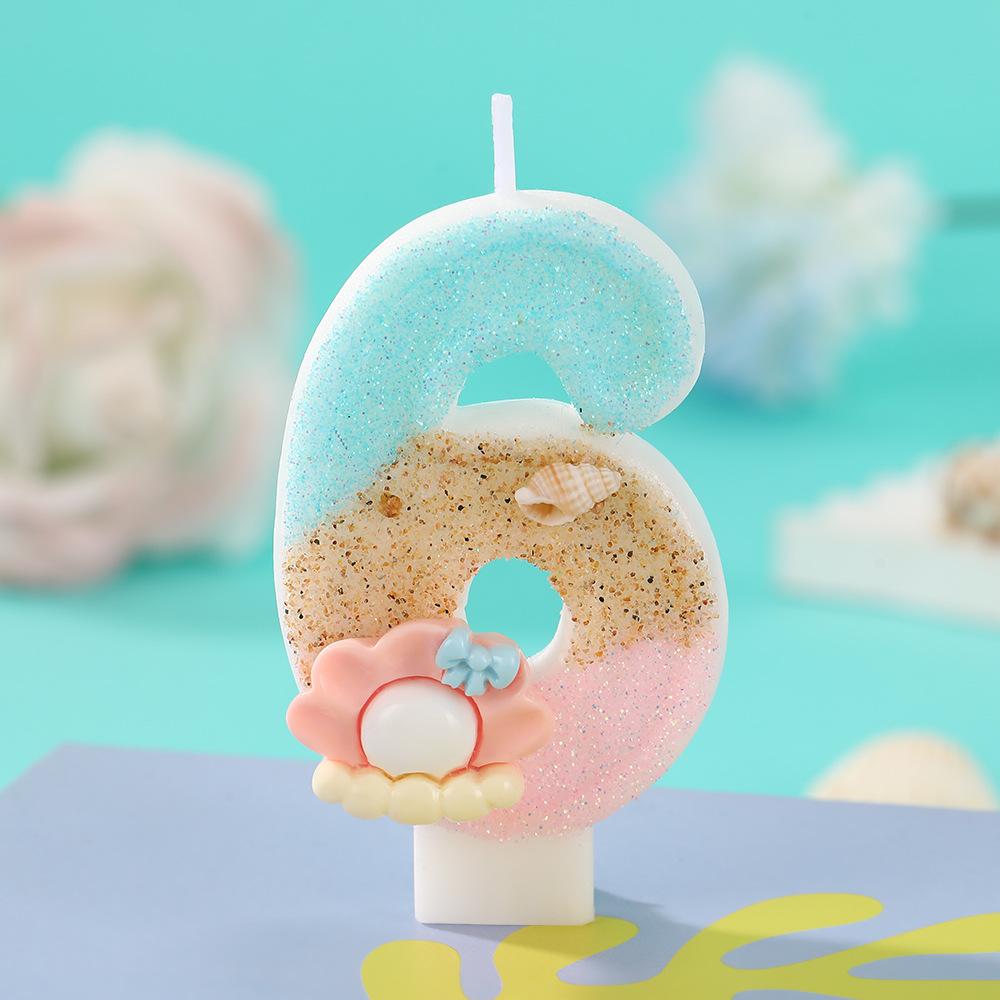 Original Birthday Candle for Girl Pink Pearl Seashell Birthday Candles Ocean Theme Decoration for Cake Party