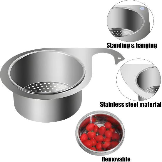 Stainless Steel Swan Sink Strainer Basket, Stainless Steel Draining Basket for Sink, Corner Swan Filter Basket for Residue and Storage,