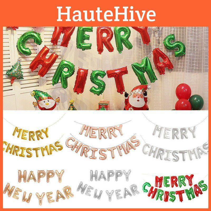 Christmas Balloons Merry Xmas Inflating Banner Happy New Year Decoration Party