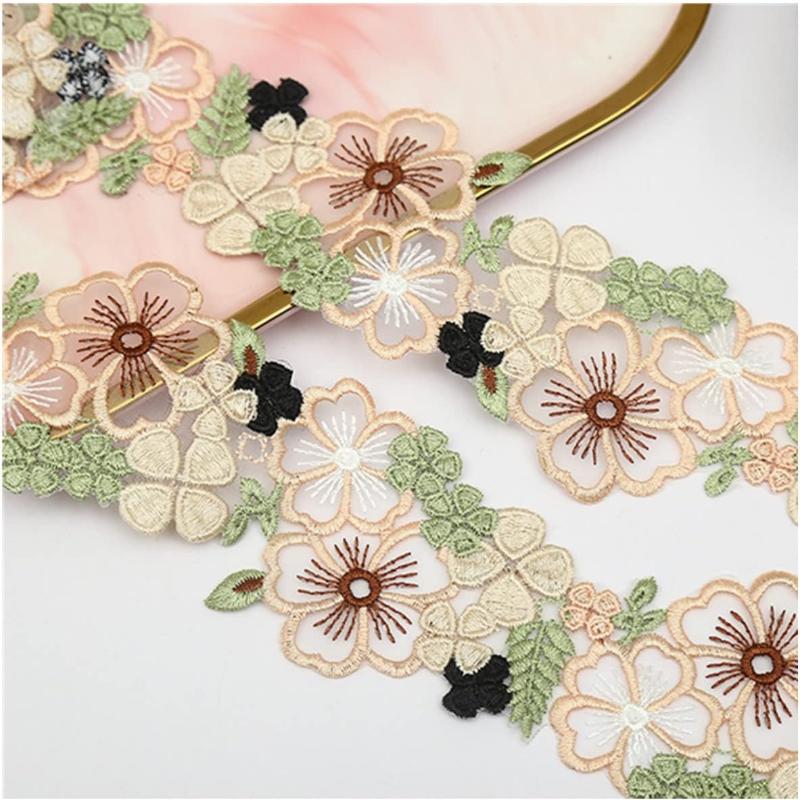 1yard Vintage květina 3D krajka lemovka stuha látka vyšívané svatební nášivky lemovky DIY šití řemeslné dekorace