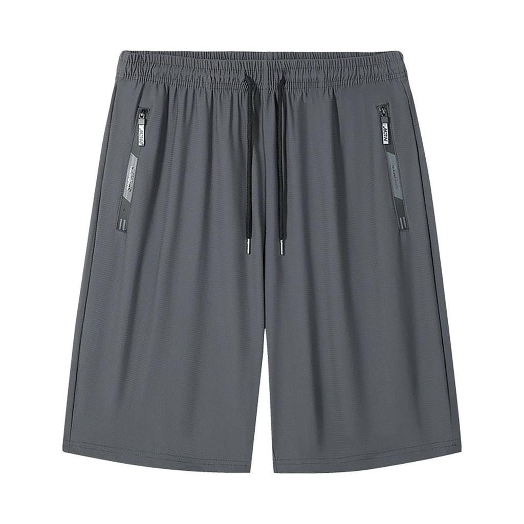 Men's Elastic Waist Casual Shorts with Drawstring and Zip Pockets Relaxed Fit Lightweight Breathable Fabric for Daily Wear