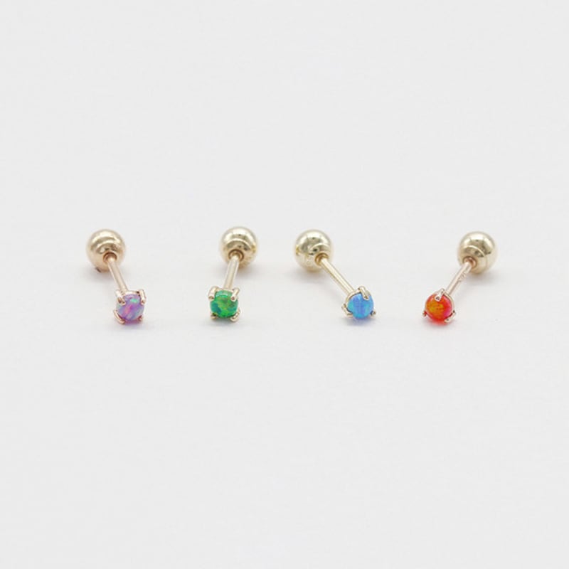 OR D`OR [14K] Mini Opal Piercing Earrings
