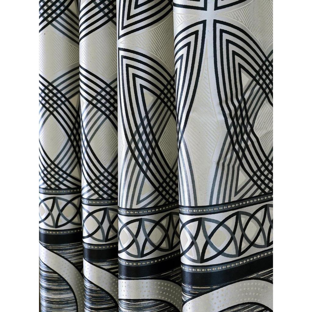 Pack of 2 Sea Ripple Polyester Window Curtains ,Dark Blue