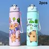 800ml Cartoon Capybara Water Bottle Plastic Water Cup Portable Large Capacity With Straw Sports Water Bottle Outdoor Tableware