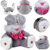 Singing Plush Rabbit Musical Toy Peek A Boo Rabbit Repeats Interactive Animated Plush Animal Toys for Baby (Gray) 25-26