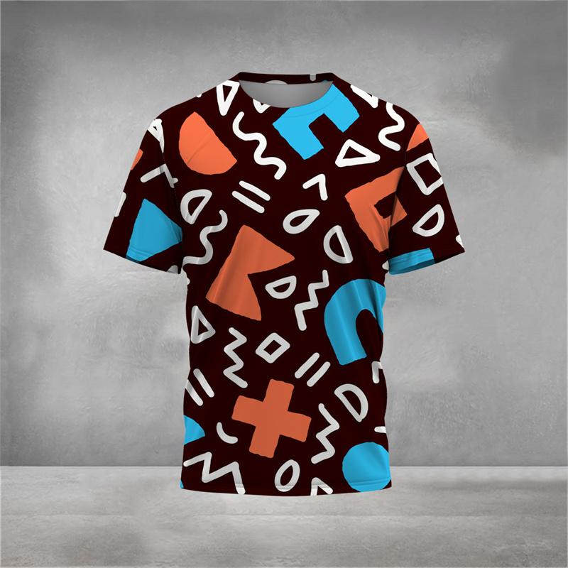 Men's 3D Printed Geometric Sports T-Shirt, Stylish and Unique Pattern, Summer Loose Crew Neck Short Sleeve T-Shirt