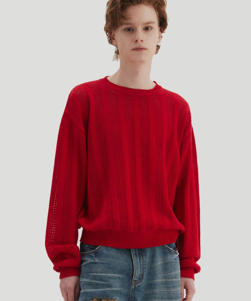 DNSR Meshed Crop Knit Red