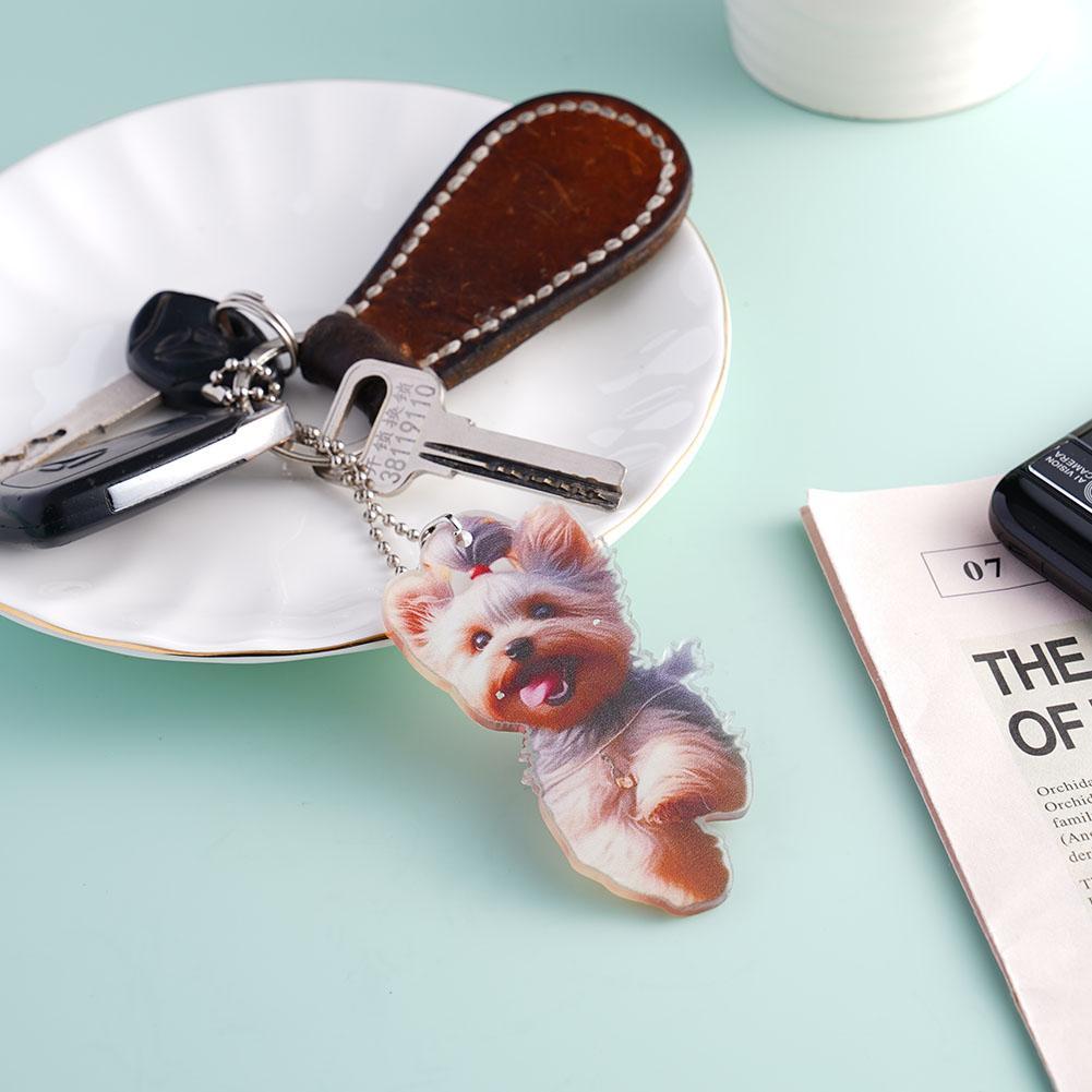 2D Acryl Glücklicher Laufender Hund Statue - Auto Rückspiegel und Dekoration, Spiegel Bunte Accessoires Schlüsselanhänger Lustige Tasche Auto Dekoration