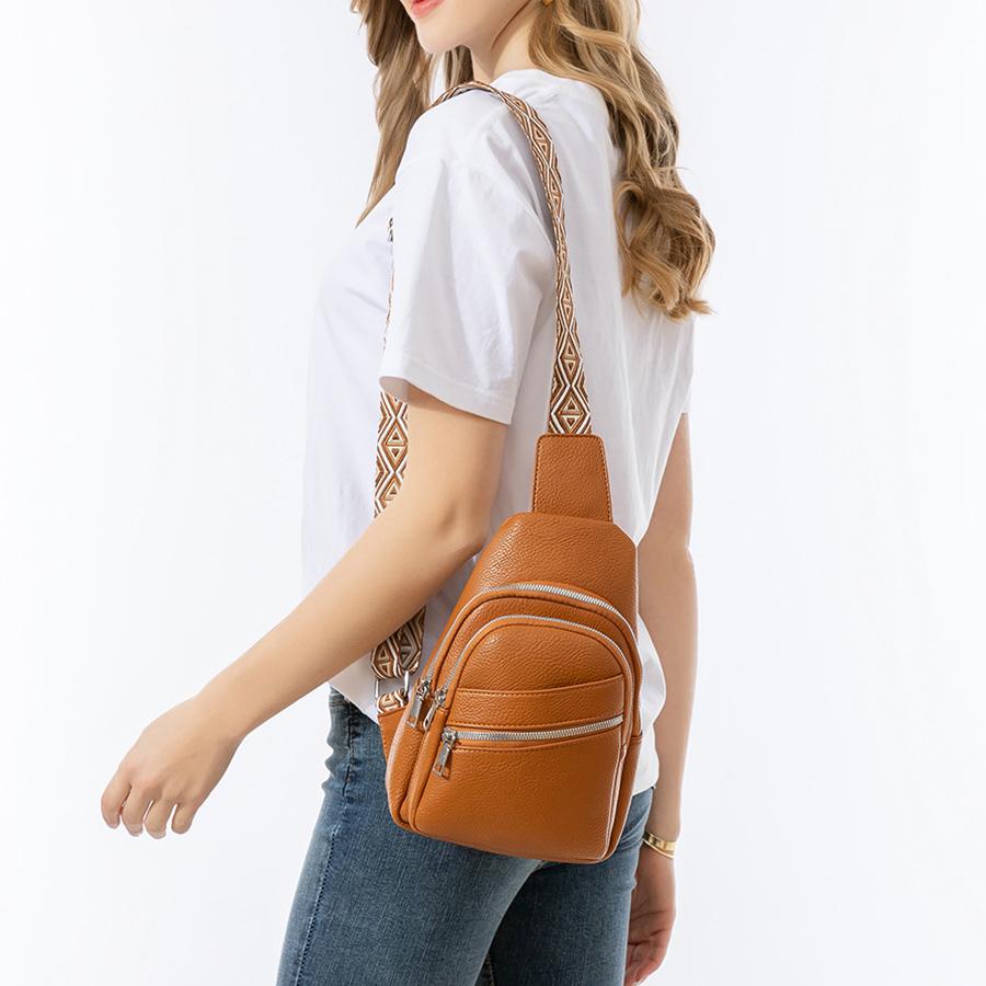 Multifunctional Travel Chest Bag Women's Fashion Zipper Handbags Trend Pu Leather Shoulder Bag Casual Soild Color Messenger Bags