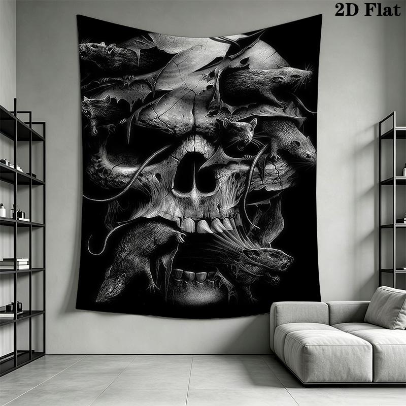 Dark Fantasy Tapestry Gothic Skull Snake Art Tapestry Background Cloth Wallmounted Wall Covering Decoration Background Cloth Work Of Art
