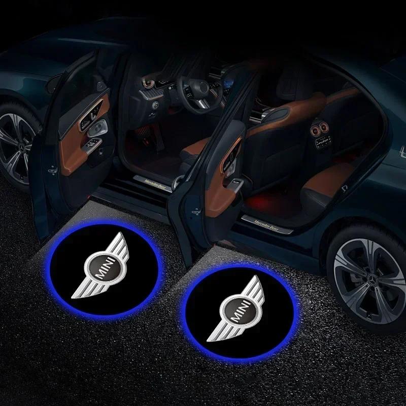 E60 For BMW MINI 2pcs Welcome Light Car Door Projector Lamps Accessories For MINI Cooper One S Clubman R50 R53 R56 R60 F55 F56