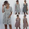 Stylish Women V-neck Holiday Mini Dress Featuring Elegant Polka Dot Design And Pockets