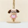 Charming White And Brown Glasses Dog Plush Keychain Soft Toy For Stylish Accessories