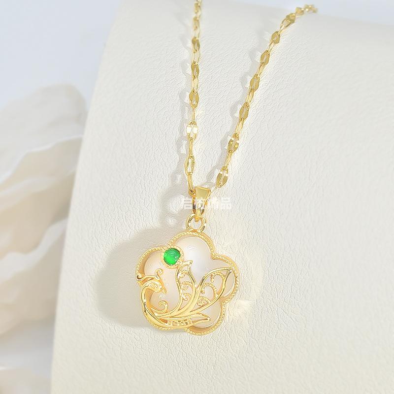 

Ожерелье из нефрита Хэтянь с фениксом, женское, придворный этнический стиль, ретро, универсальный кулон с темпераментом, изысканные украшения