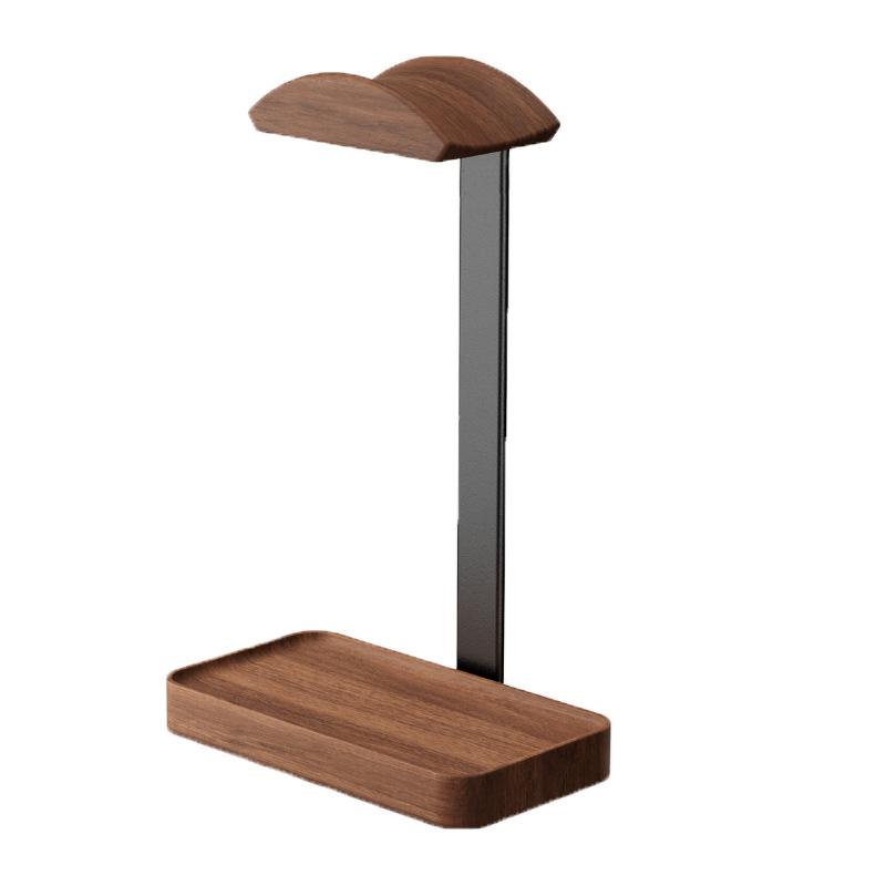Solid Wood Headset Holder Headphone Stand Computer Gaming Hanger with Base Storage