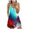 2025 New Fashion Printed Zipper Plus Size Loose Sleeveless Slip Slip Dress Foreign