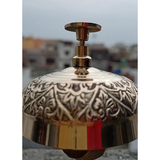 Dzwonek dekoracyjny na stół w stylu vintage, mosiężny, kwiatowy, dzwonek przywołujący, dzwonek na ladę hotelową, dzwonek na biurko, dzwonek dekoracyjny do biura, dekoracja stołu, dzwonek prezentowy