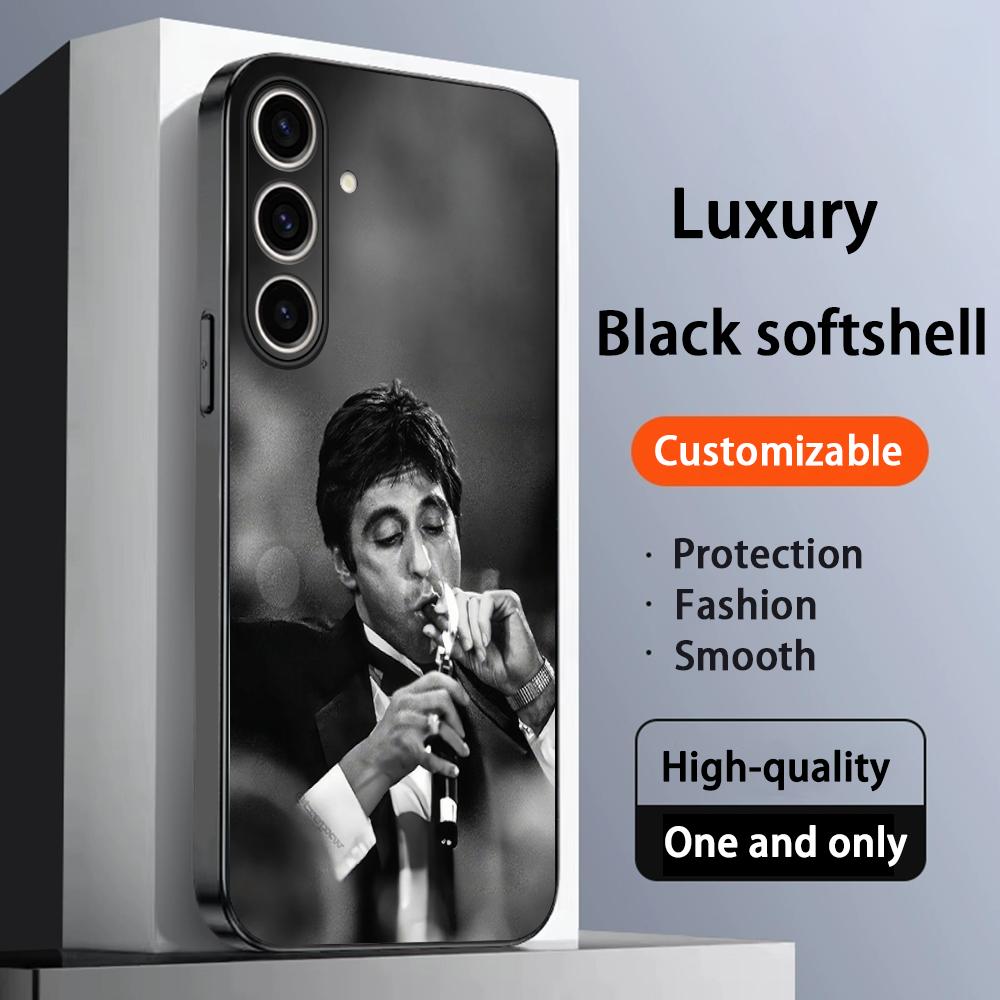Carcasă Telefon Model Cool Tony Montana Pentru Samsung Galaxy S25 S24 S23 S22 S21 S20 Plus Ultra Note20 Negru Moale