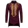 Men's Loose Casual  Shirt Ethnic Style Printing Robe Long Sleeved Shirt Top