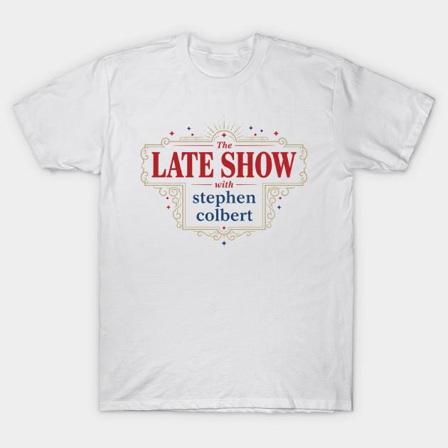 

Men Black Print T-shirt Late Show With Stephen Colbert No-Cut Transfer Paper Print Cotton Tshirt 2XL белый