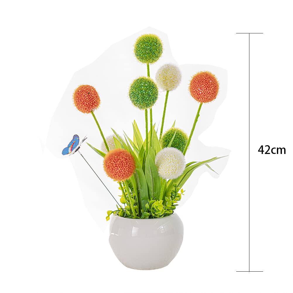 WillingYou Artificial Flowers, Stylish Nordic Decor, with Vase, Fake Allium Flowers, Includes One Vase and One Bouquet, Multicolor