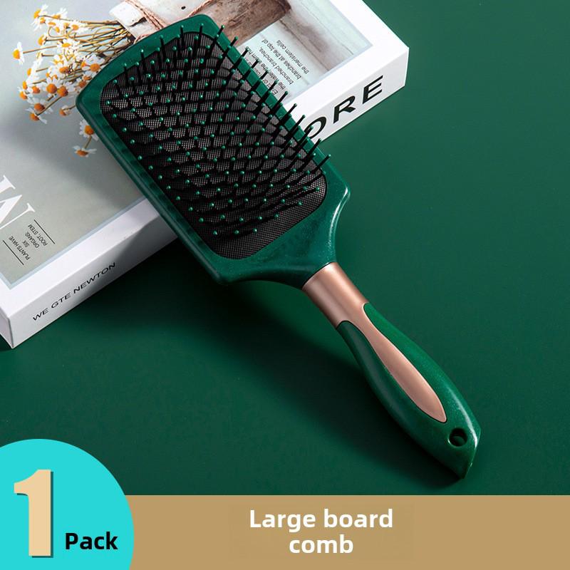 Dark Green Elastic Airbag Massage Comb: Negative Ion Straight & Curly Hair Beauty Tool for Women & Students