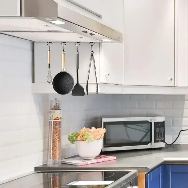 4Pcs Versatile Heavy-Duty Magnetic Hooks E16 Swivel Neodymium Metal Shell Non Perforated Multipurpose Hanging Solutions for Home