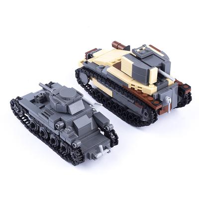 Compatible Tank Model Weapon Military Base War Scene Soldier Small Particle Building Block Assembly