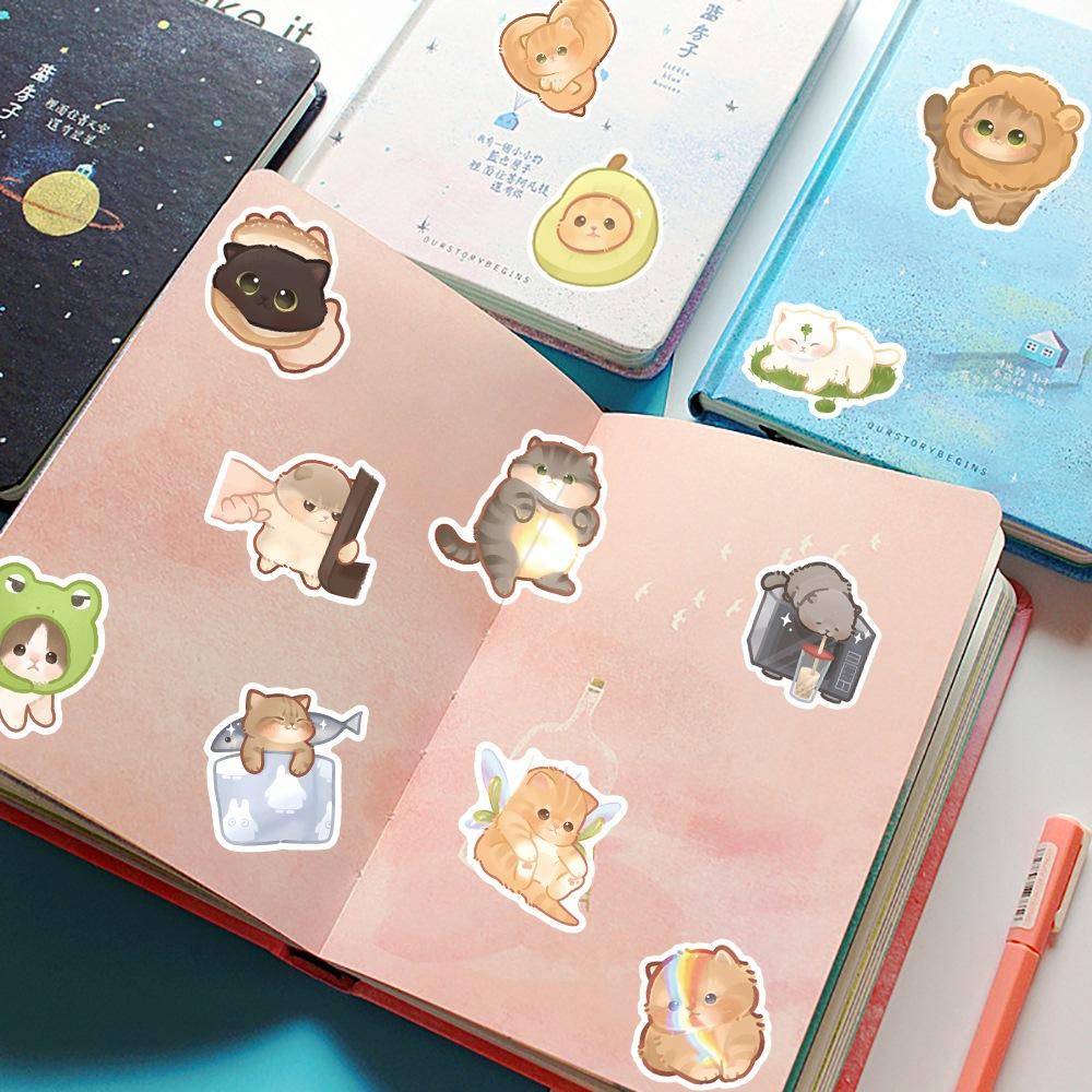 50 100Pcs Cute Cat Stickers Notebook Stationary Scrapbook Laptop Phone Guitar Kawaii Animal Decal For Kids Diy Toy
