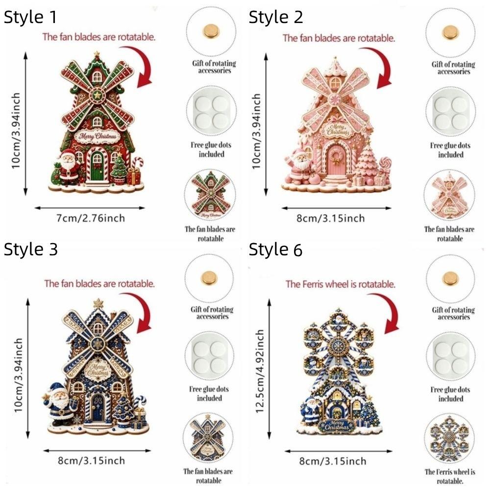 Wooden Santa Claus Magnetic Sticker Creative Windmill Castle Refrigerator Magnet Xmas Gift