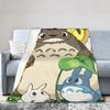 Süße T-Totoros Flanelldecken Cartoon Anime Lustige Überwurfdecken für Zuhause 125*100cm Tagesdecke,