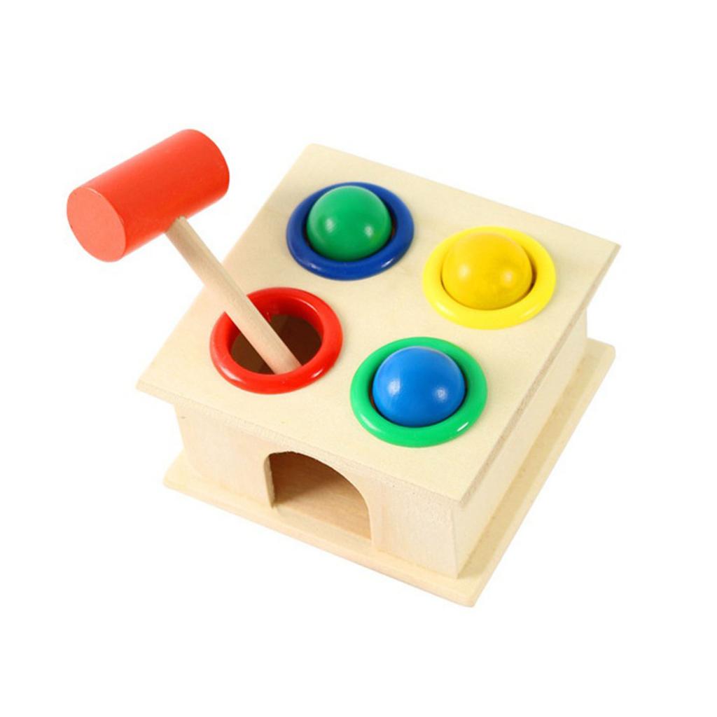 Wooden Ball Hammer Toy Early Educational Hand Eye Coordination Training Smooth Surface for Baby