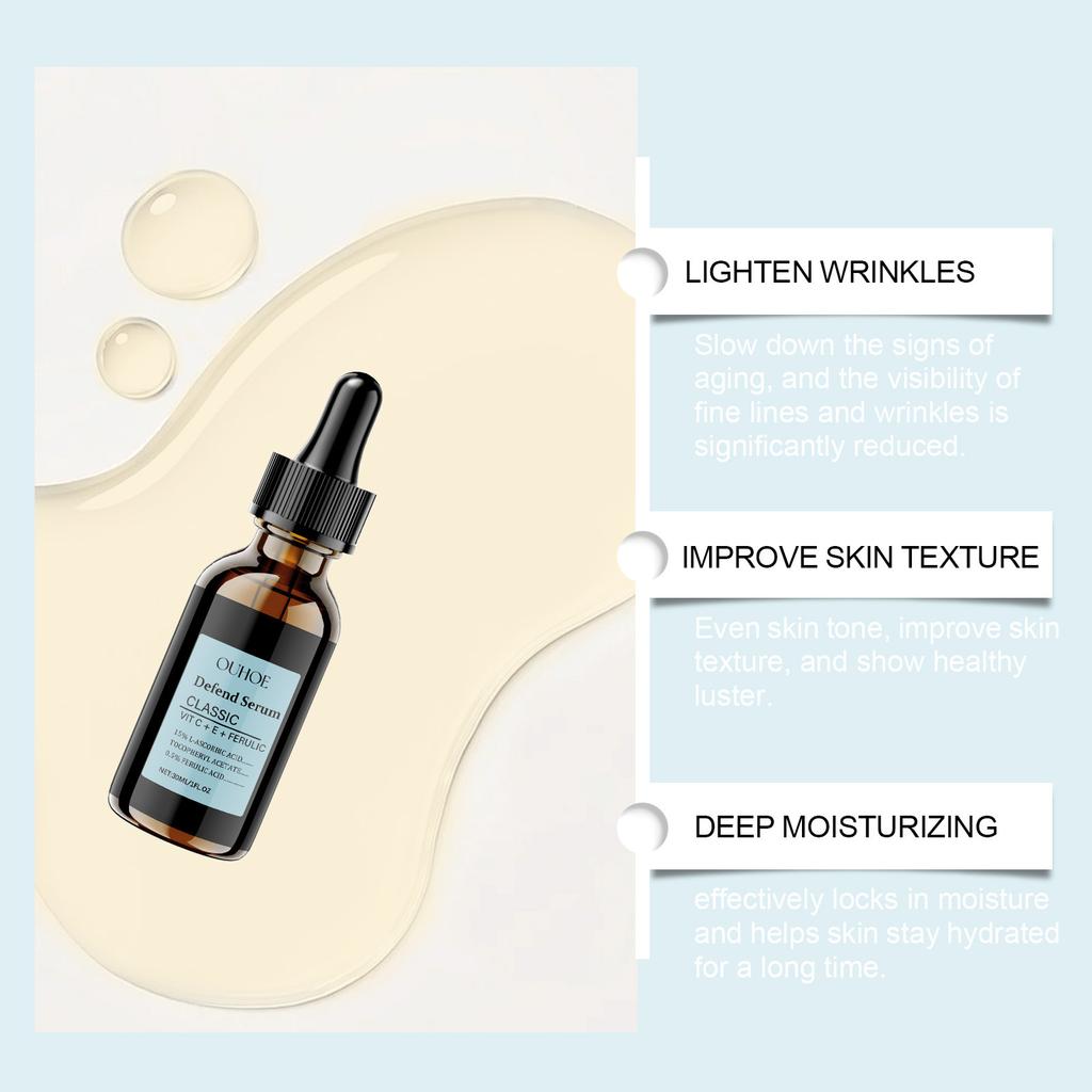 OUHOE Hyaluronsäure-Gesichtsserum, Faltenentferner, verblasst Alterung, feine Linien, repariert Feuchtigkeitsspendendes Lifting, strafft trockene, empfindliche Haut, Pflege