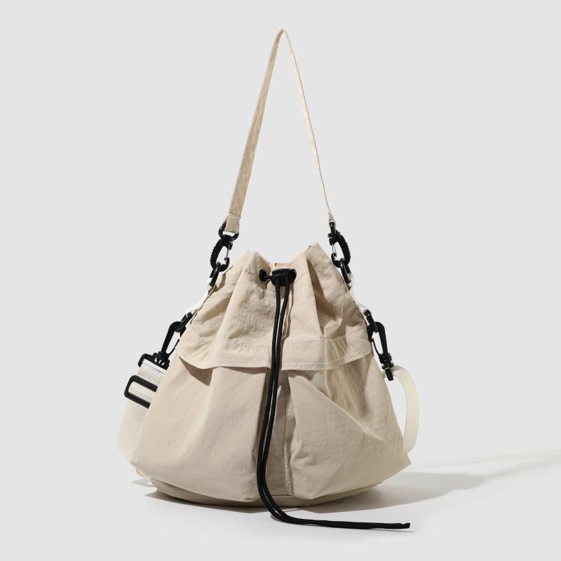 Nylon Small Satchel Multi-Pocket Lightweight Hand Bucket Bag Women's Shoulder Crossbody Bag