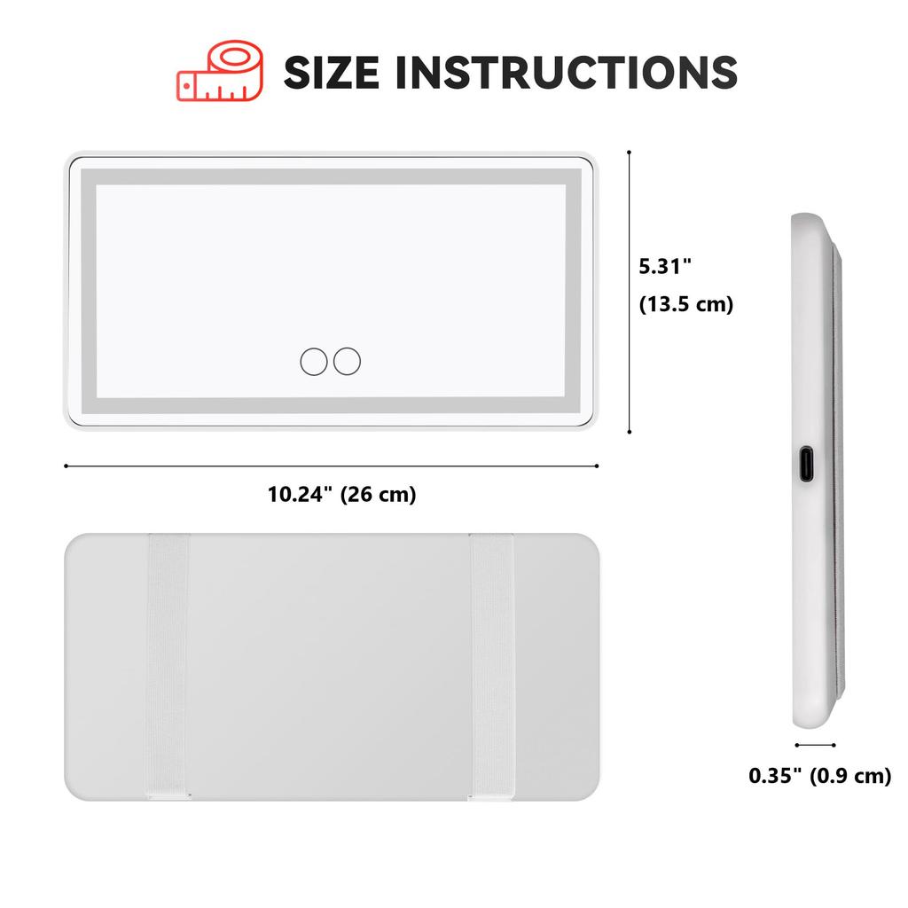 Feisate Car Sun Visor Mirror with LED Makeup Mirror Stepless Universal Design White Lights, Retrofittable, Compatible, Dimming, (Passenger