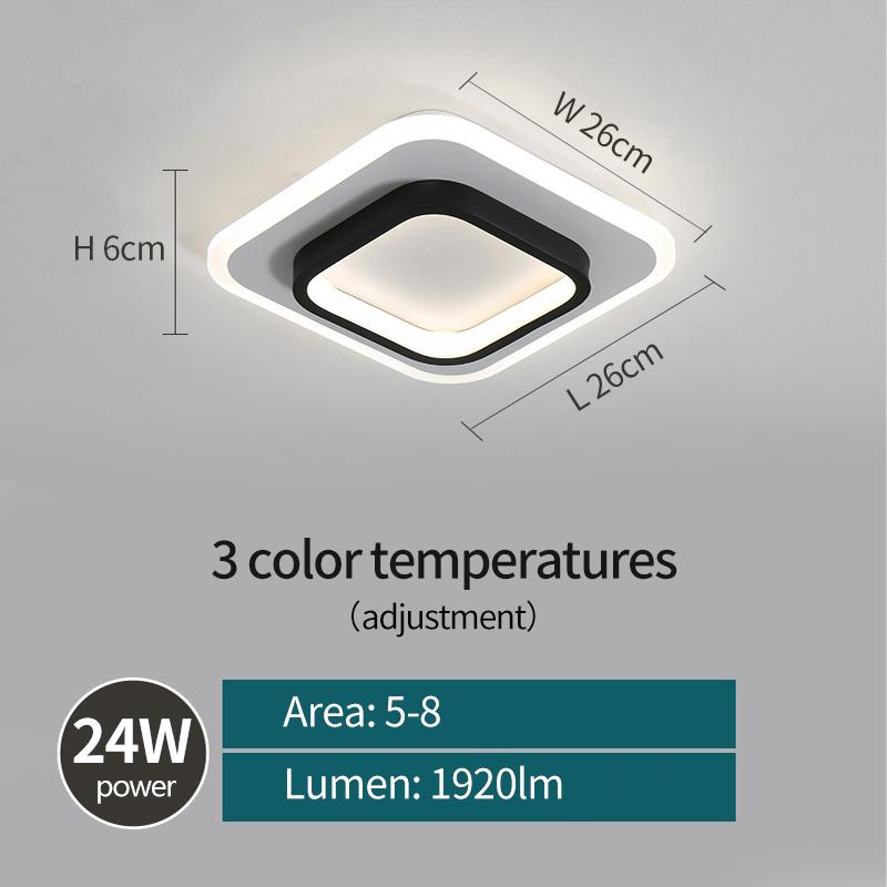 

Светодиодный потолочный светильник, квадратное освещение IRALAN, современный акриловый светильник для детской спальни, кухни, коридора, освещение, украшение Three-Color Dimming чёрный